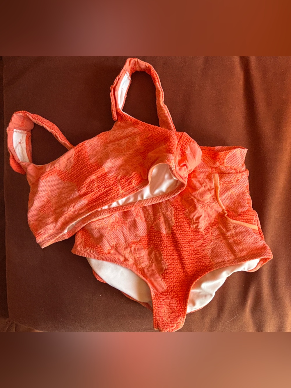 Seea Georgia High Waisted Coral Textured Bikini